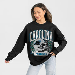 Carolina Panthers  Gameday Couture Women's Oversized Victory Lane Black Label Premium Fleece Sweatshirt