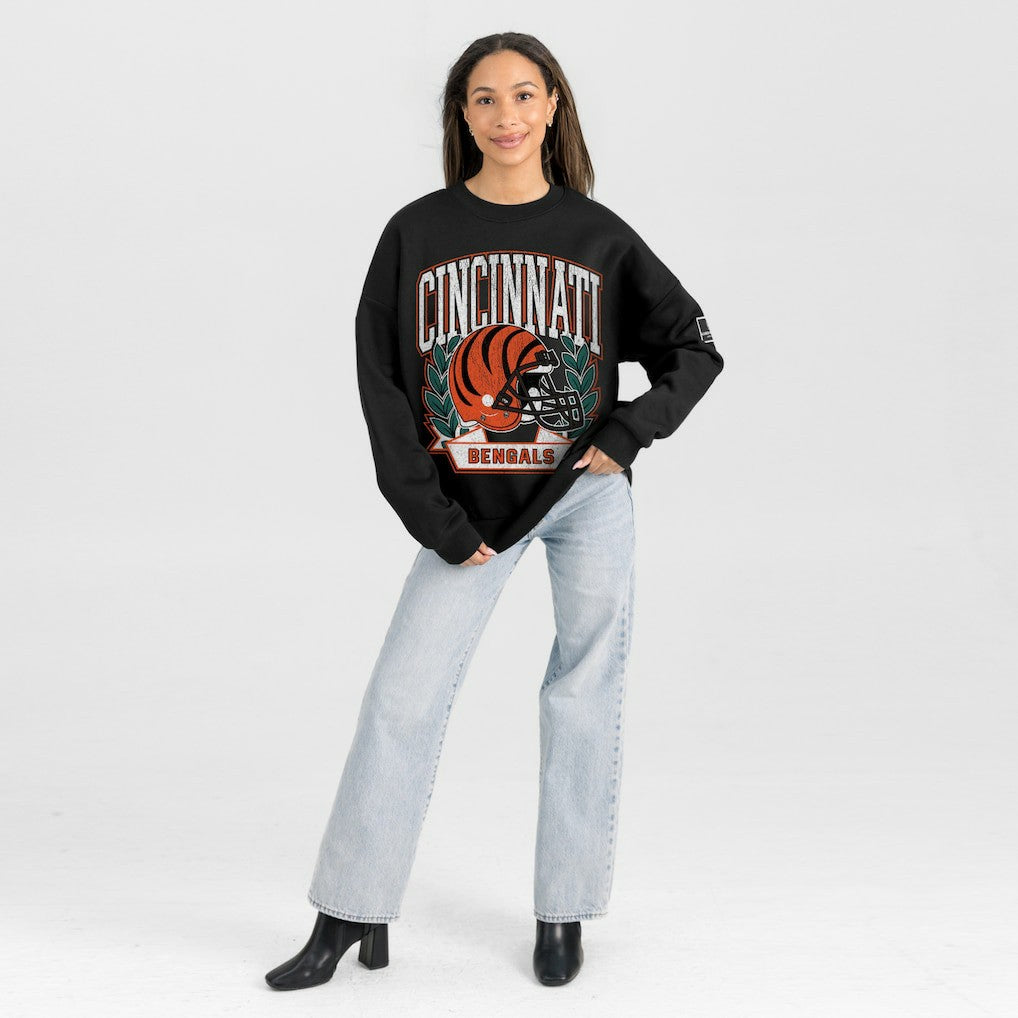 Cincinnati Bengals  Gameday Couture Women's Oversized Victory Lane Black Label Premium Fleece Sweatshirt