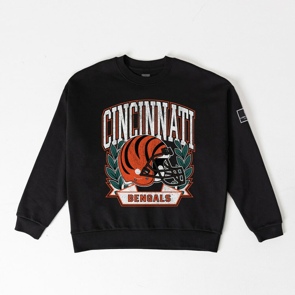 Cincinnati Bengals  Gameday Couture Women's Oversized Victory Lane Black Label Premium Fleece Sweatshirt