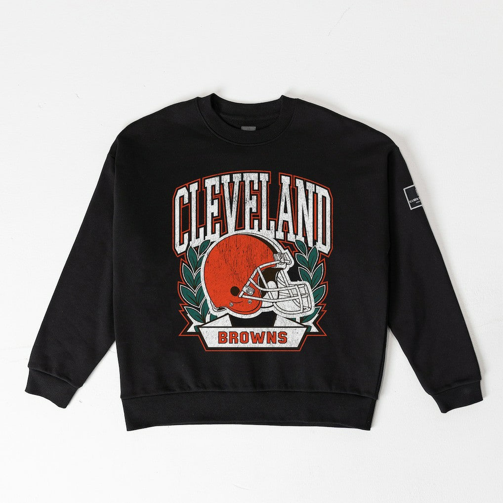 Cleveland Browns  Gameday Couture Women's Oversized Victory Lane Black Label Premium Fleece Sweatshirt