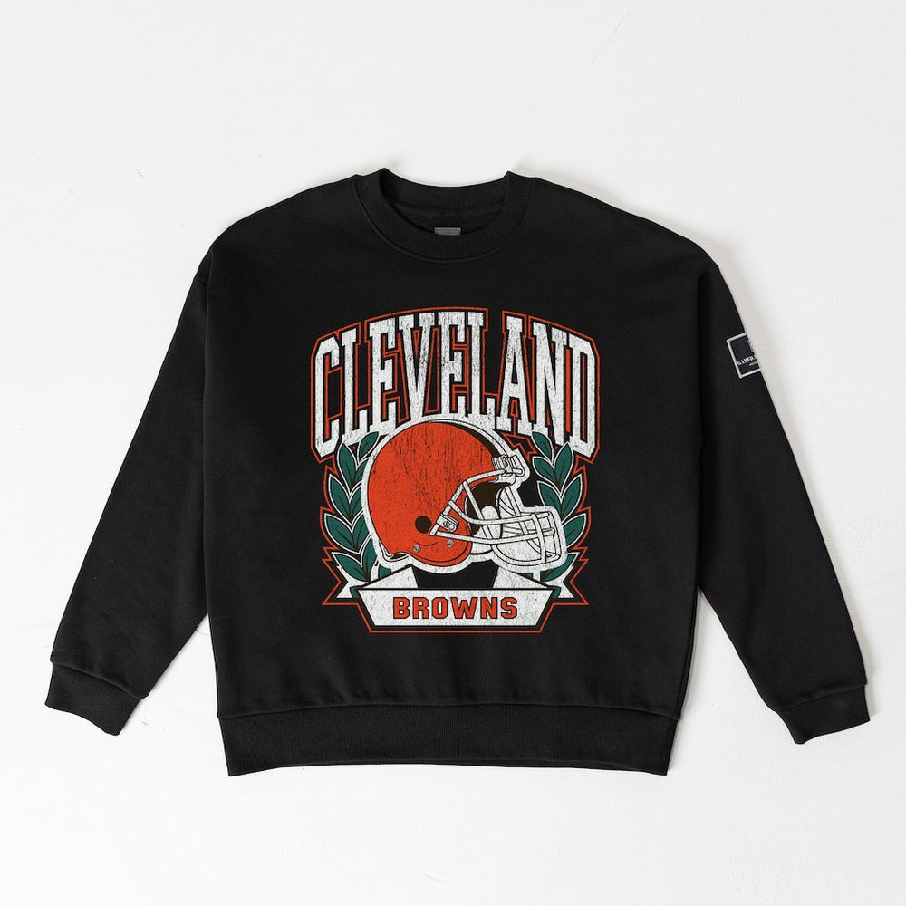 Cleveland Browns  Gameday Couture Women's Oversized Victory Lane Black Label Premium Fleece Sweatshirt