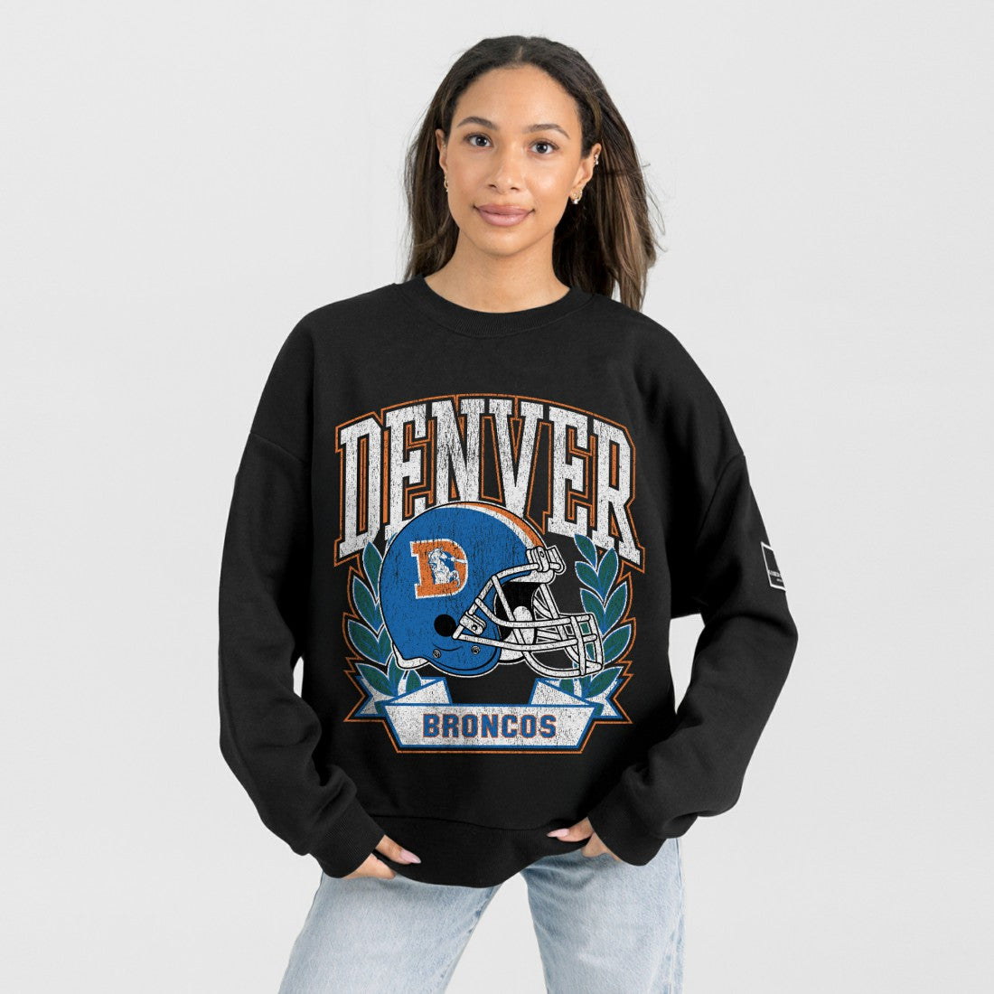 Denver Broncos  Gameday Couture Women's Oversized Victory Lane Black Label Premium Fleece Sweatshirt