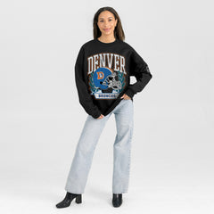 Denver Broncos  Gameday Couture Women's Oversized Victory Lane Black Label Premium Fleece Sweatshirt