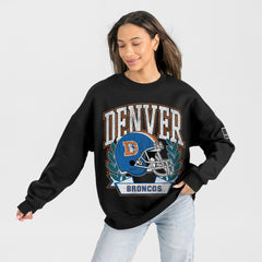 Denver Broncos  Gameday Couture Women's Oversized Victory Lane Black Label Premium Fleece Sweatshirt