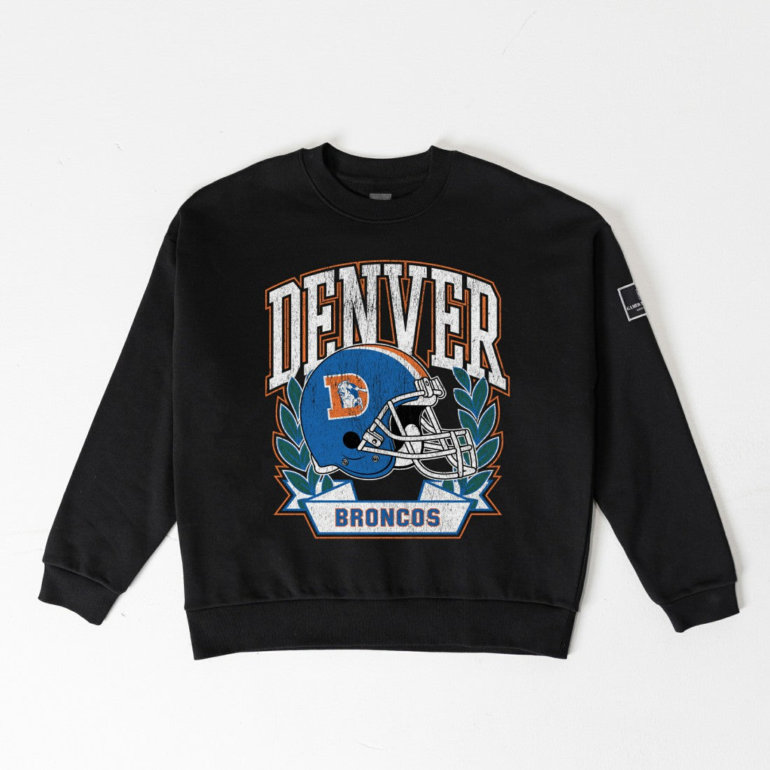 Denver Broncos  Gameday Couture Women's Oversized Victory Lane Black Label Premium Fleece Sweatshirt