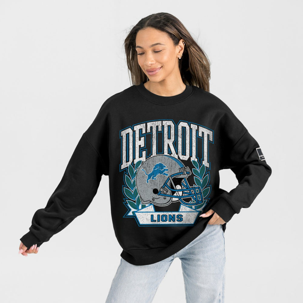 Detroit Lions  Gameday Couture Women's Oversized Victory Lane Black Label Premium Fleece Sweatshirt