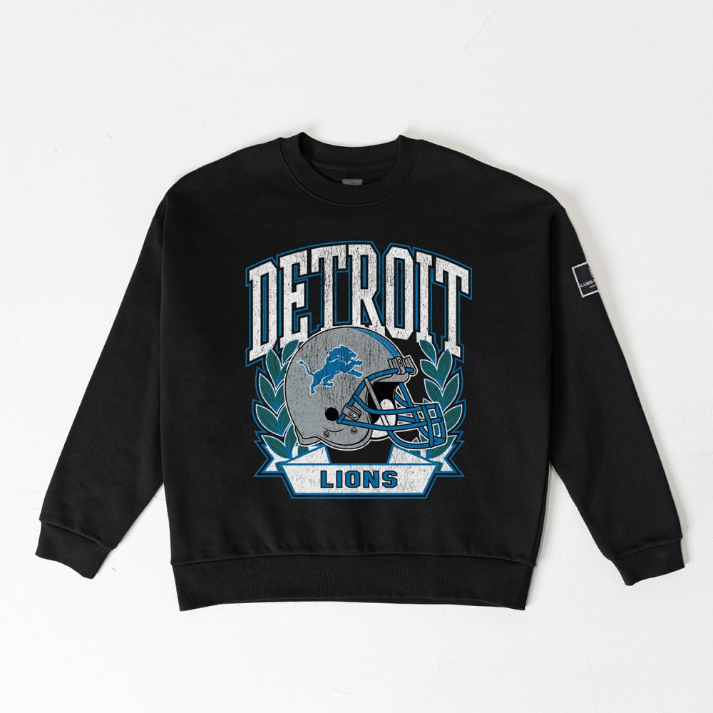 Detroit Lions  Gameday Couture Women's Oversized Victory Lane Black Label Premium Fleece Sweatshirt