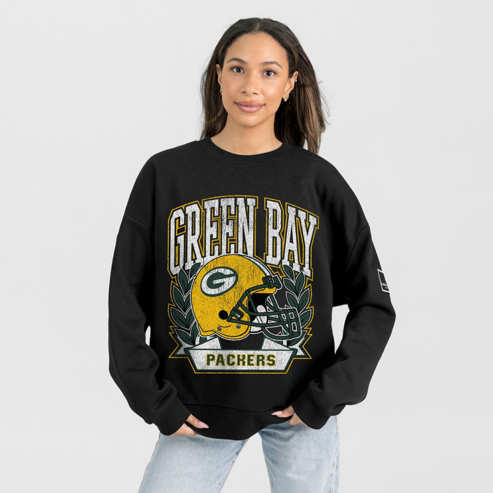 Green Bay Packers  Gameday Couture Women's Oversized Victory Lane Black Label Premium Fleece Sweatshirt