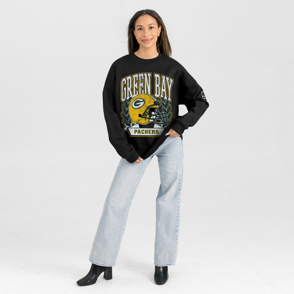 Green Bay Packers  Gameday Couture Women's Oversized Victory Lane Black Label Premium Fleece Sweatshirt