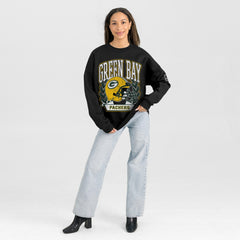Green Bay Packers  Gameday Couture Women's Oversized Victory Lane Black Label Premium Fleece Sweatshirt