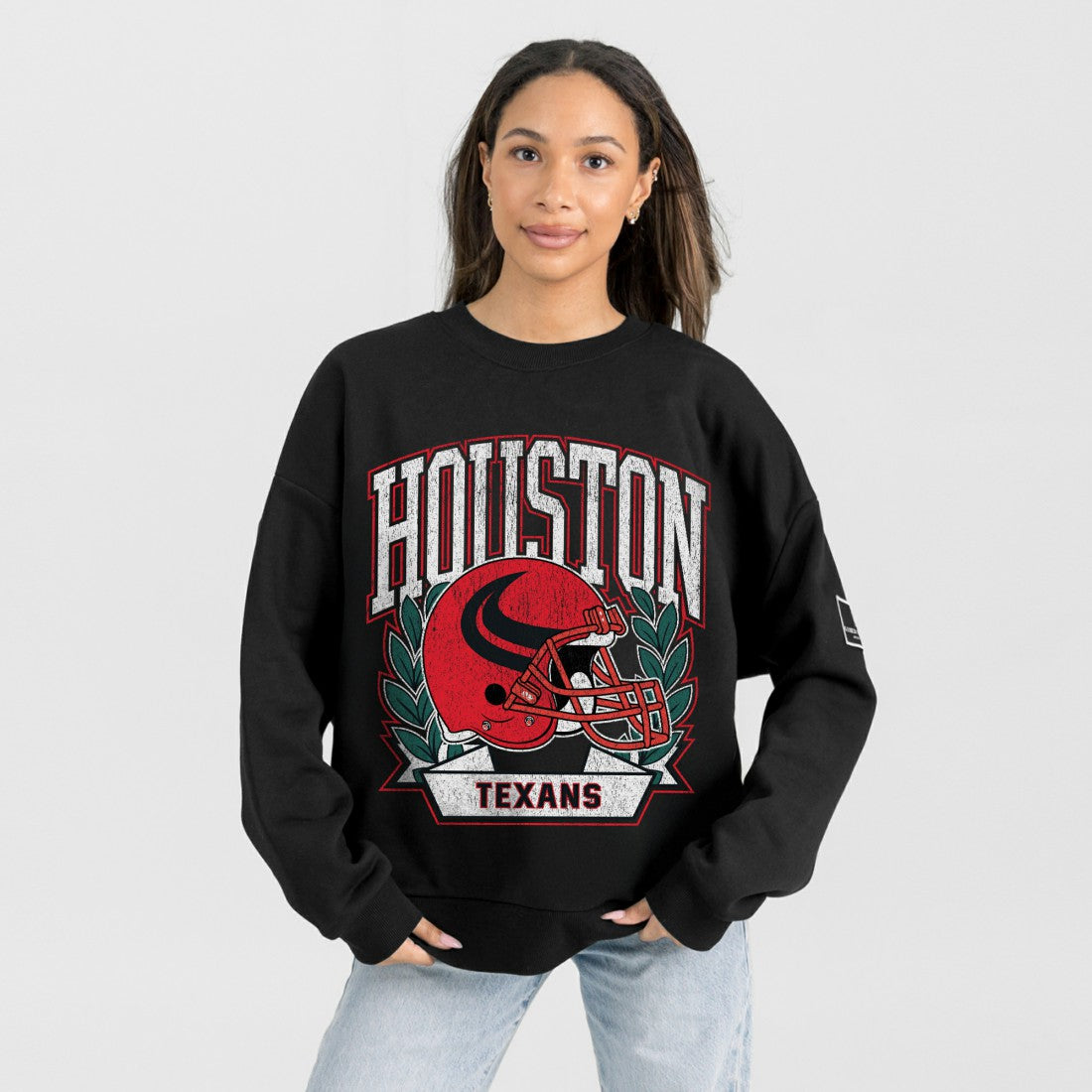 Houston Texans  Gameday Couture Women's Oversized Victory Lane Black Label Premium Fleece Sweatshirt
