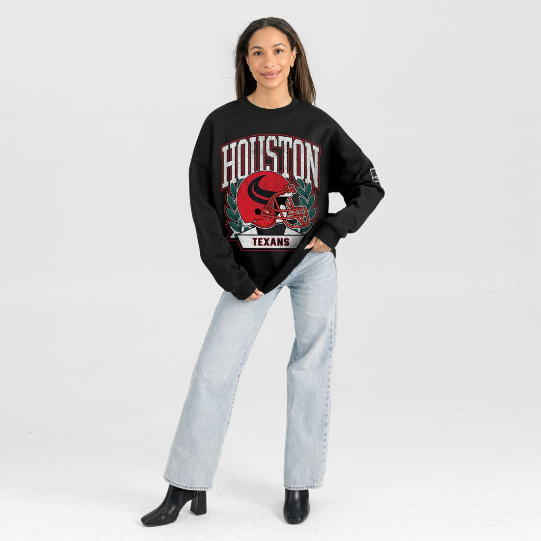 Houston Texans  Gameday Couture Women's Oversized Victory Lane Black Label Premium Fleece Sweatshirt