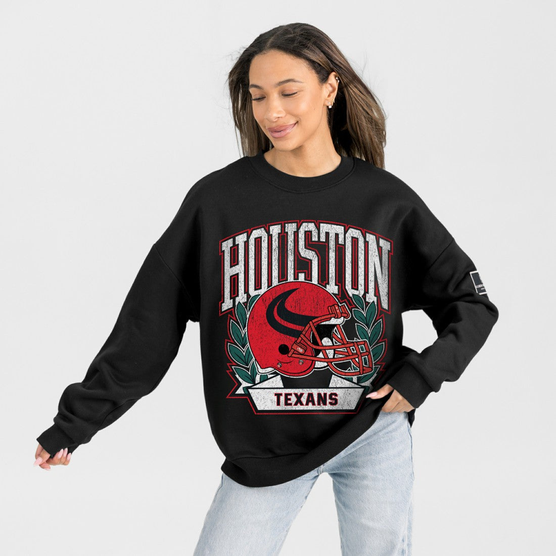 Houston Texans  Gameday Couture Women's Oversized Victory Lane Black Label Premium Fleece Sweatshirt