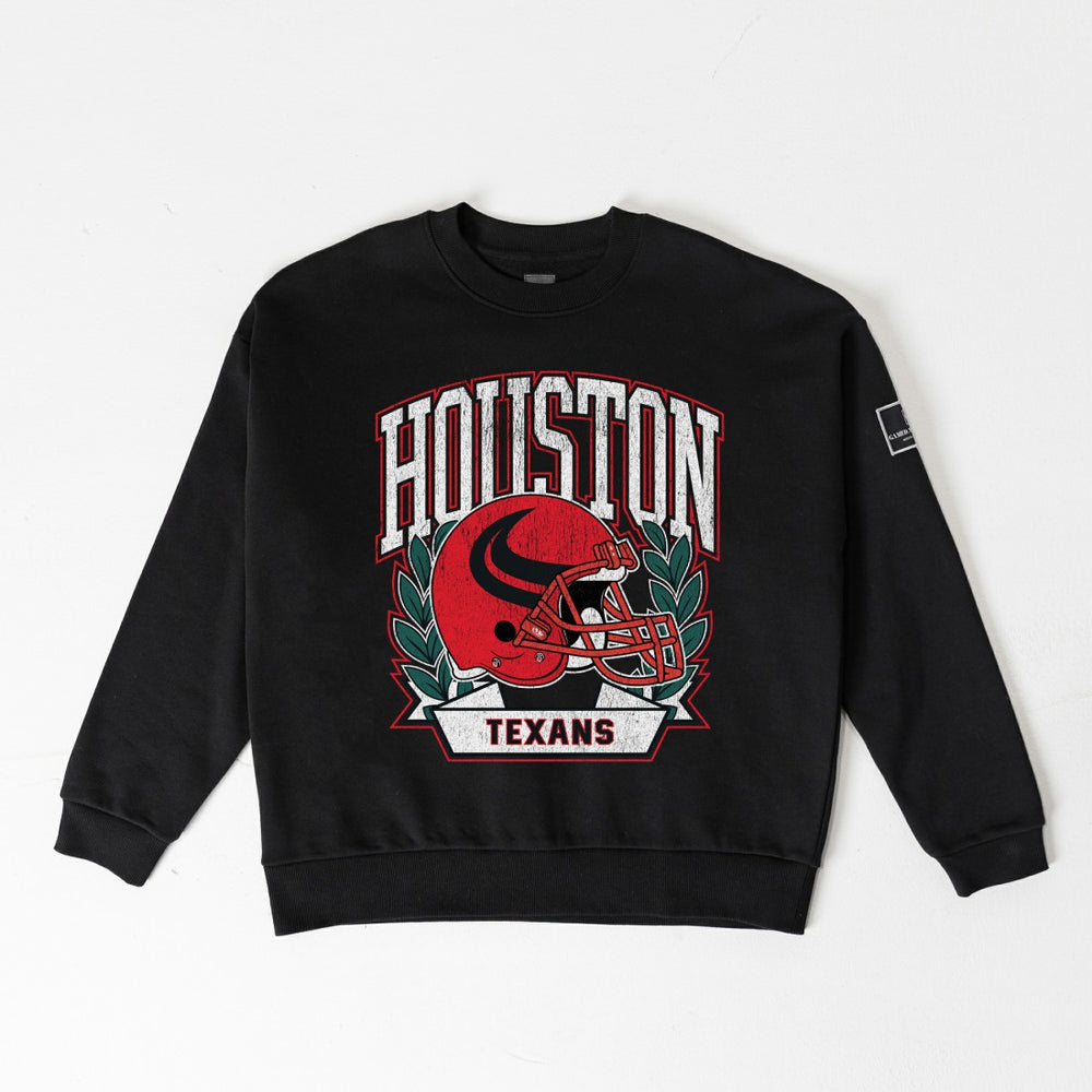 Houston Texans  Gameday Couture Women's Oversized Victory Lane Black Label Premium Fleece Sweatshirt