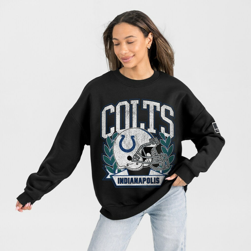 Indianapolis Colts  Gameday Couture Women's Oversized Victory Lane Black Label Premium Fleece Sweatshirt