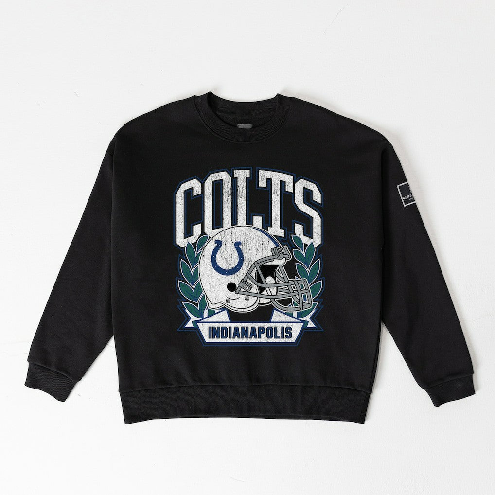 Indianapolis Colts  Gameday Couture Women's Oversized Victory Lane Black Label Premium Fleece Sweatshirt