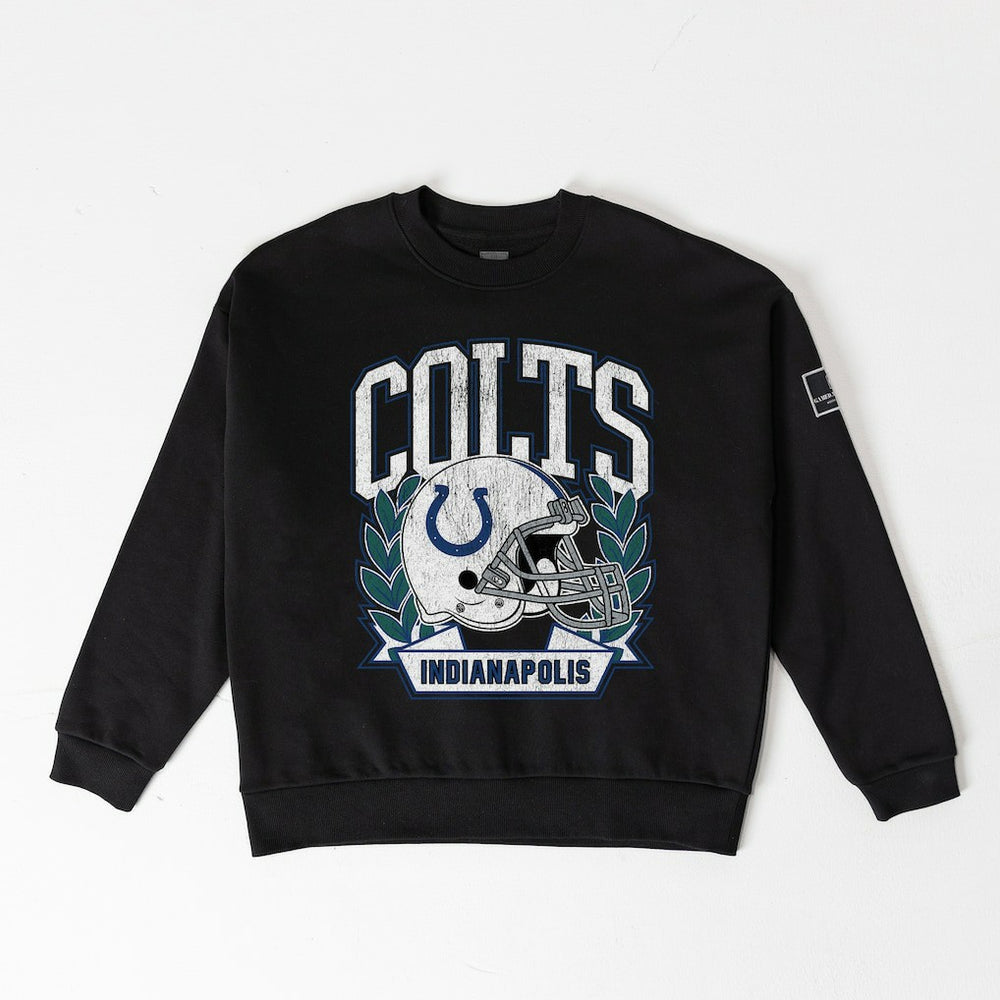 Indianapolis Colts  Gameday Couture Women's Oversized Victory Lane Black Label Premium Fleece Sweatshirt