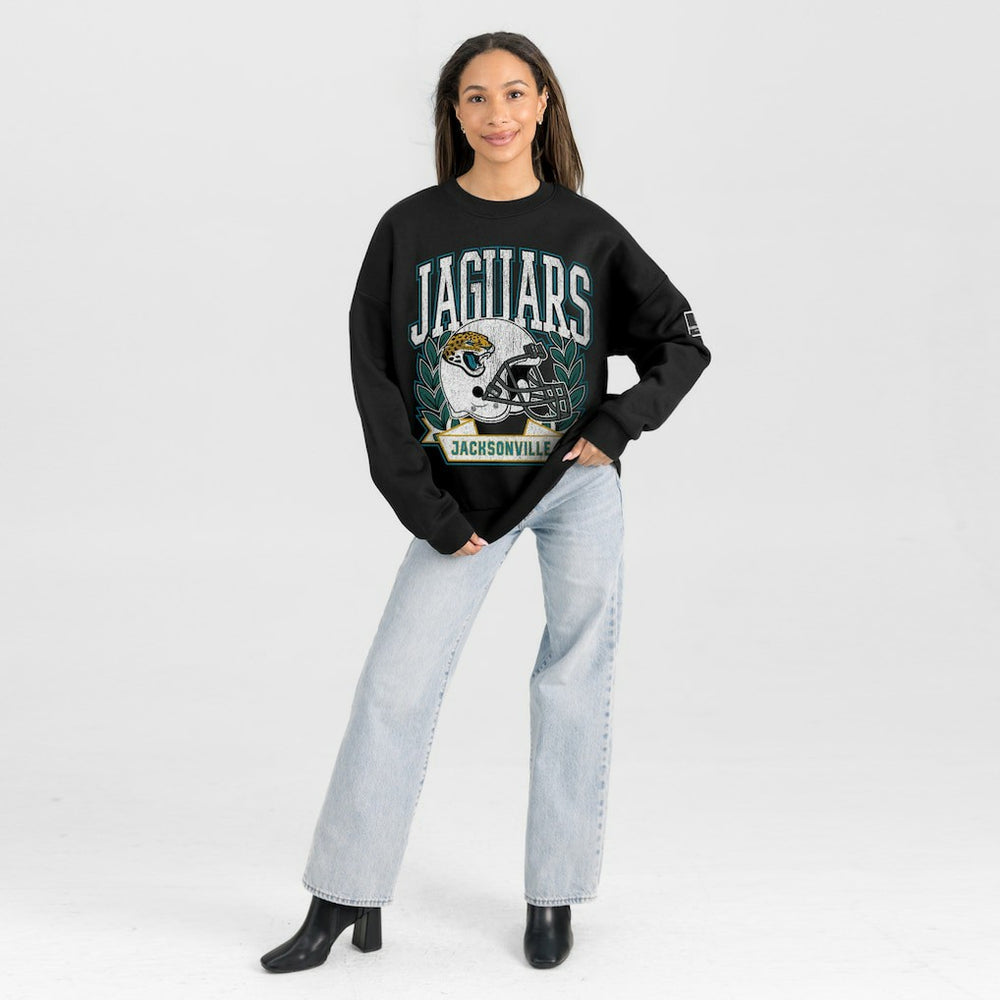 Jacksonville Jaguars  Gameday Couture Women's Oversized Victory Lane Black Label Premium Fleece Sweatshirt