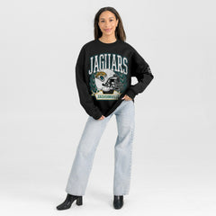Jacksonville Jaguars  Gameday Couture Women's Oversized Victory Lane Black Label Premium Fleece Sweatshirt