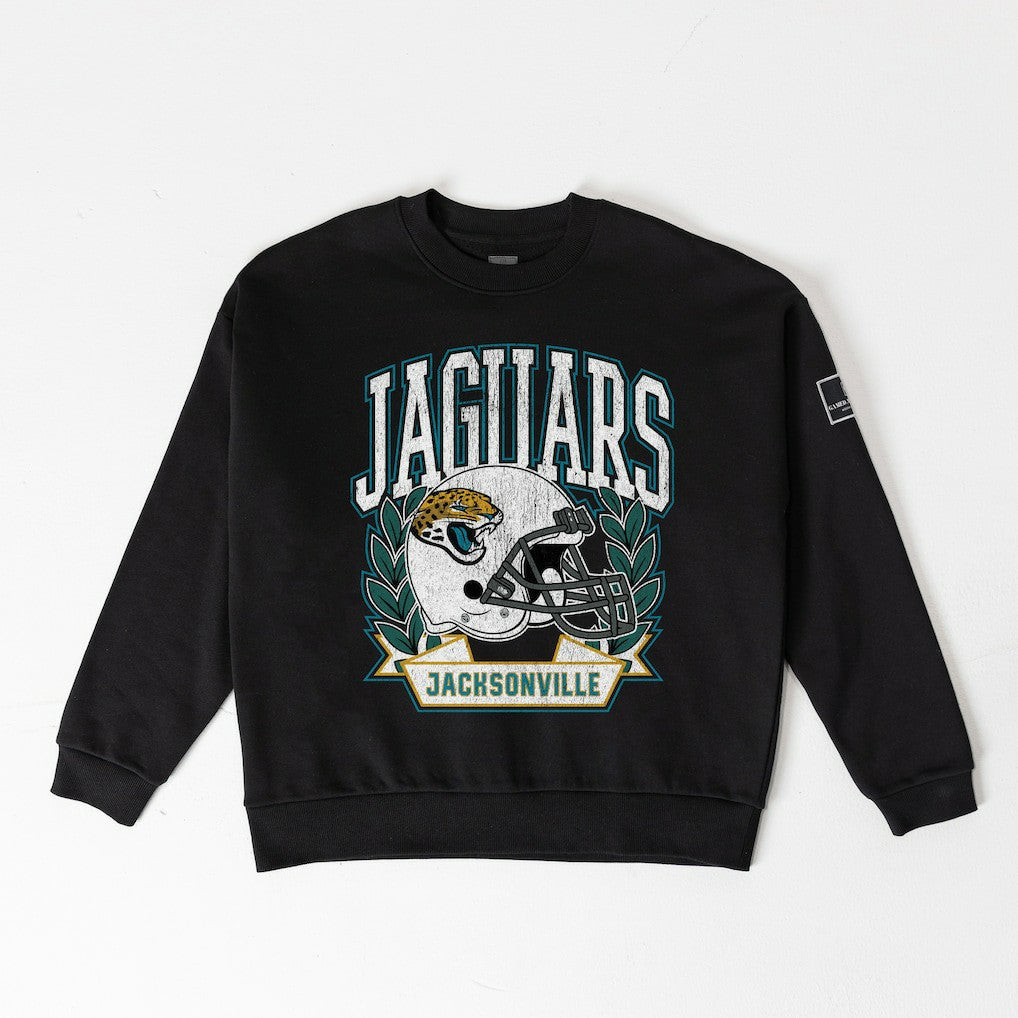 Jacksonville Jaguars  Gameday Couture Women's Oversized Victory Lane Black Label Premium Fleece Sweatshirt