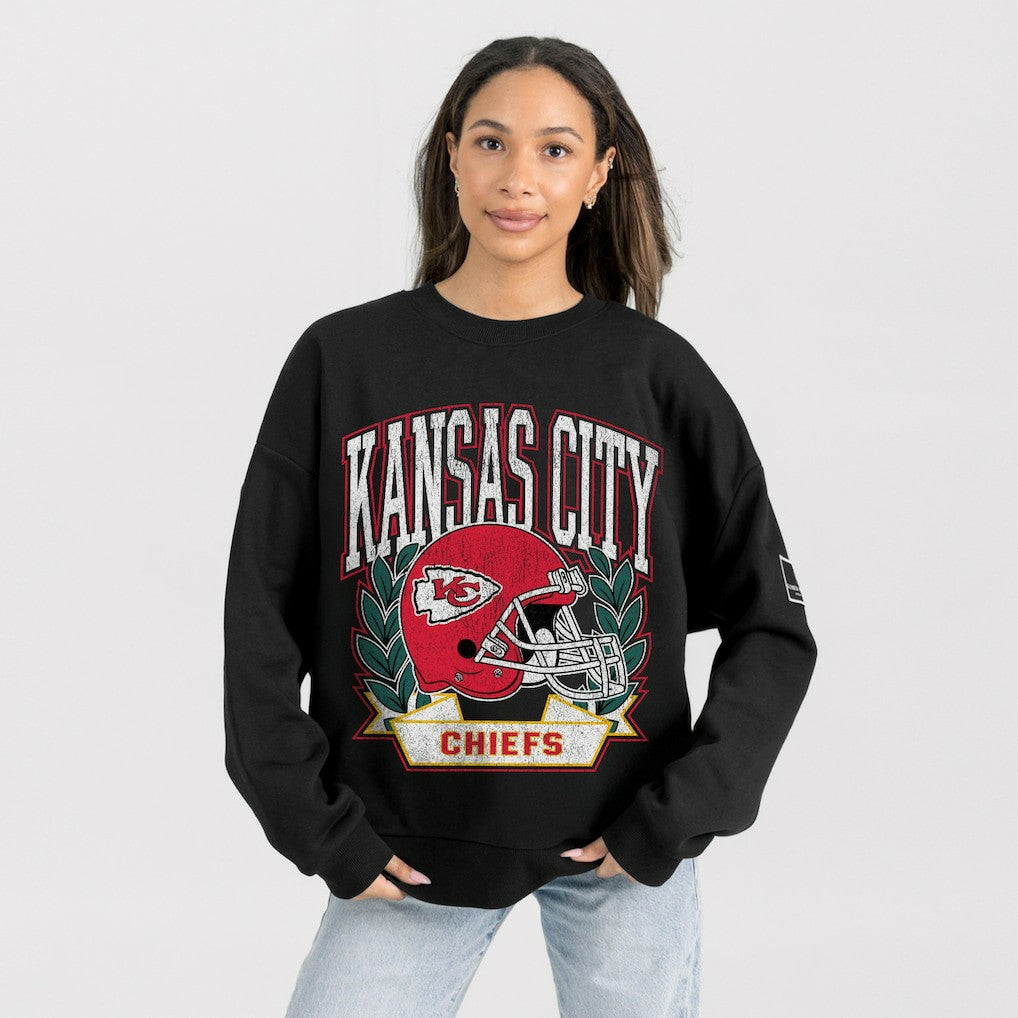 Kansas City Chiefs  Gameday Couture Women's Oversized Victory Lane Black Label Premium Fleece Sweatshirt