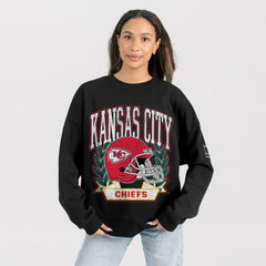 Kansas City Chiefs  Gameday Couture Women's Oversized Victory Lane Black Label Premium Fleece Sweatshirt