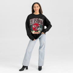 Kansas City Chiefs  Gameday Couture Women's Oversized Victory Lane Black Label Premium Fleece Sweatshirt