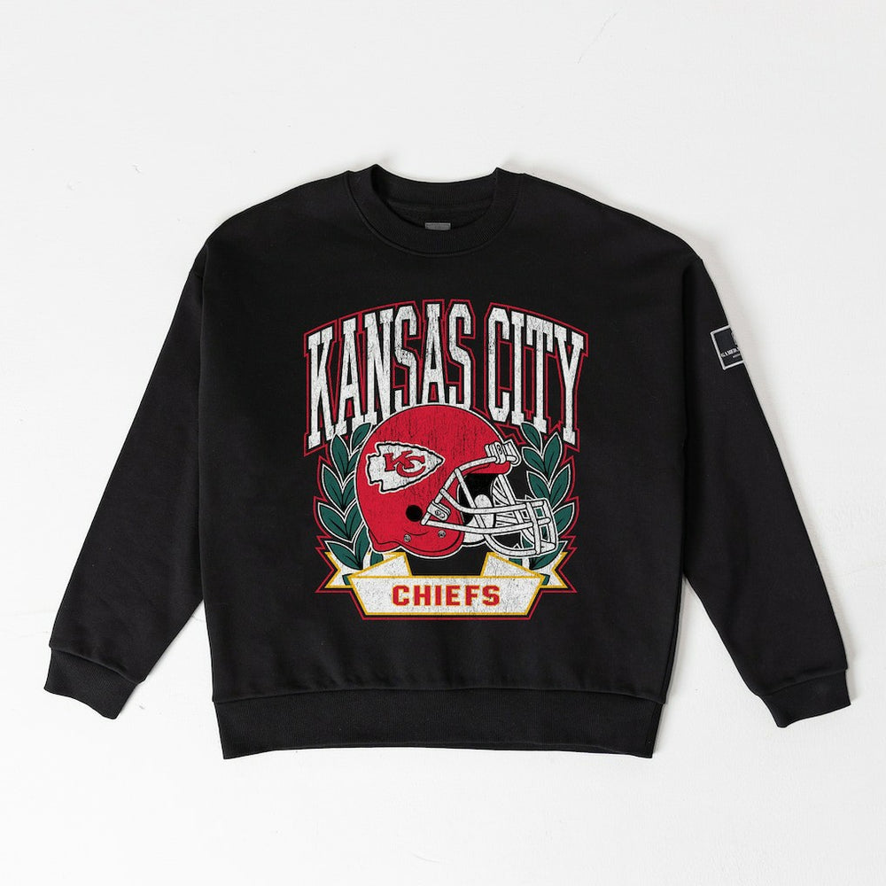 Kansas City Chiefs  Gameday Couture Women's Oversized Victory Lane Black Label Premium Fleece Sweatshirt