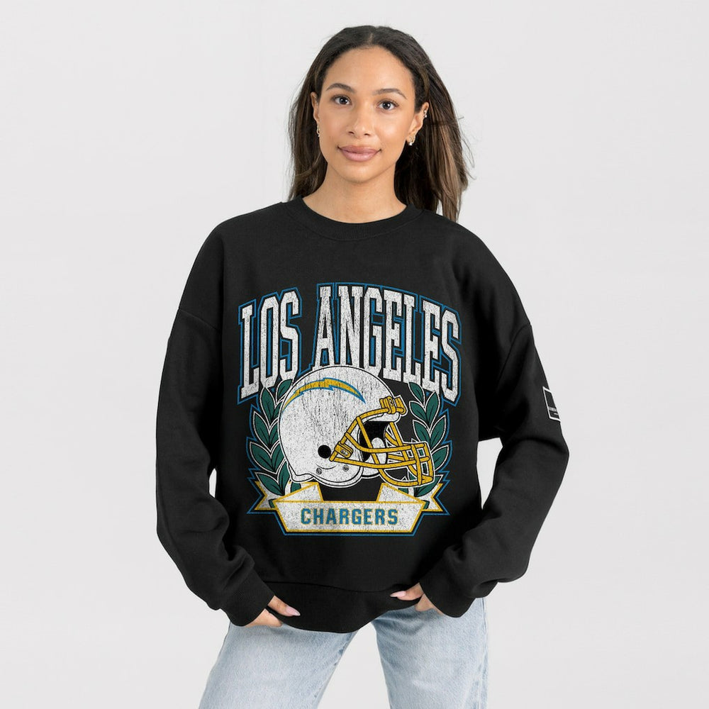 Los Angeles Chargers  Gameday Couture Women's Oversized Victory Lane Black Label Premium Fleece Sweatshirt