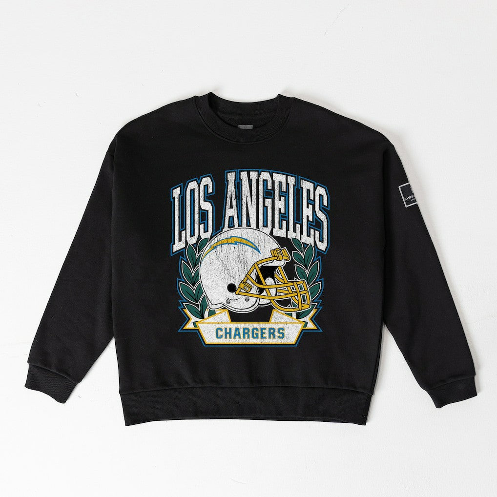 Los Angeles Chargers  Gameday Couture Women's Oversized Victory Lane Black Label Premium Fleece Sweatshirt