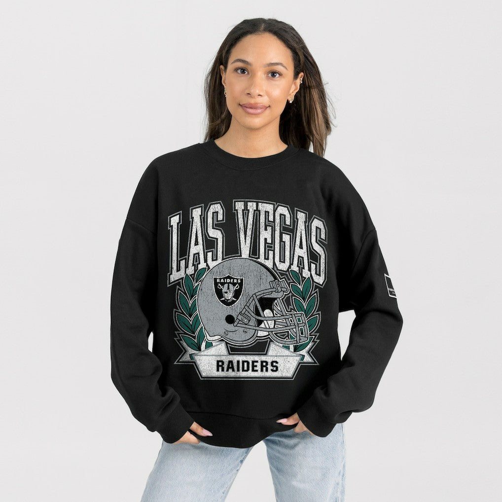 Las Vegas Raiders  Gameday Couture Women's Oversized Victory Lane Black Label Premium Fleece Sweatshirt