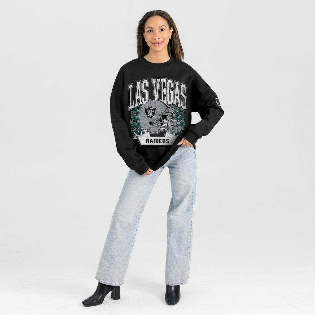 Las Vegas Raiders  Gameday Couture Women's Oversized Victory Lane Black Label Premium Fleece Sweatshirt