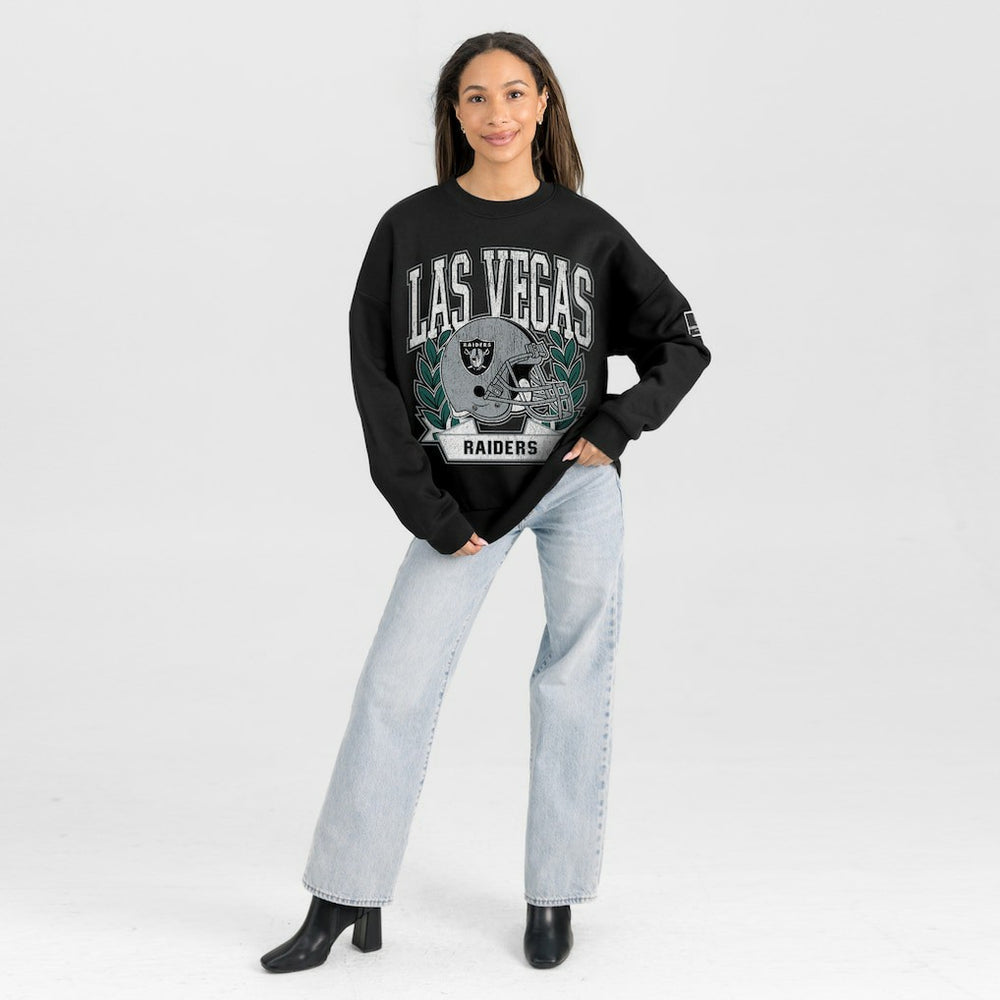 Las Vegas Raiders  Gameday Couture Women's Oversized Victory Lane Black Label Premium Fleece Sweatshirt