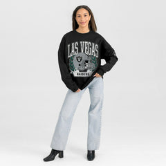 Las Vegas Raiders  Gameday Couture Women's Oversized Victory Lane Black Label Premium Fleece Sweatshirt