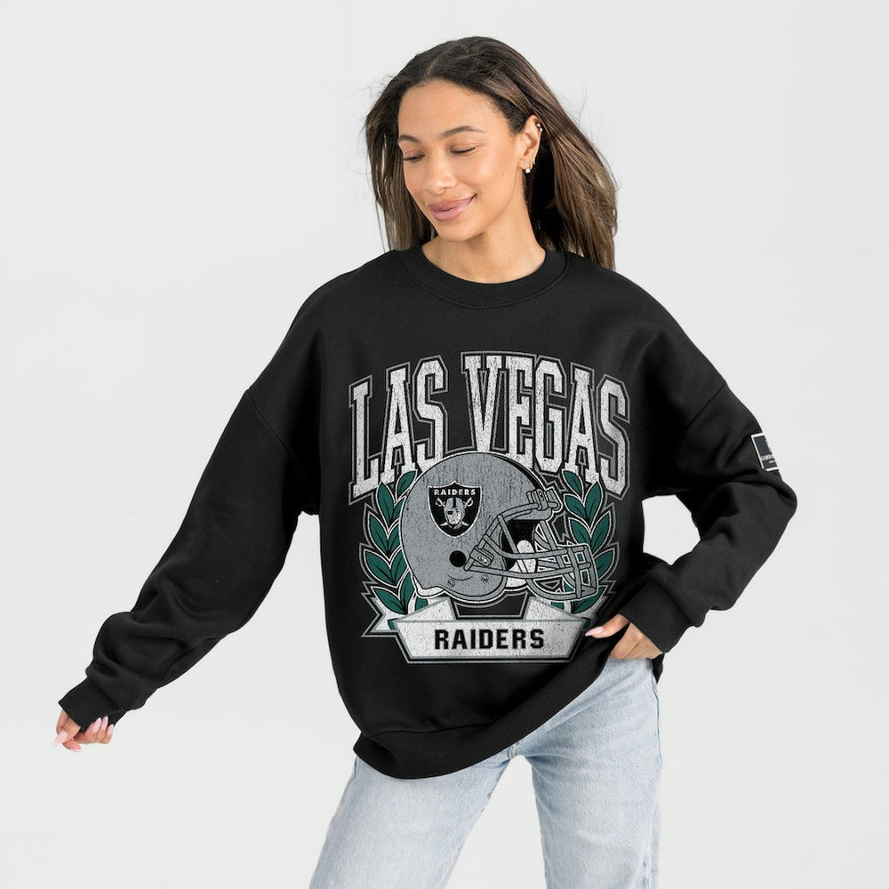 Las Vegas Raiders  Gameday Couture Women's Oversized Victory Lane Black Label Premium Fleece Sweatshirt