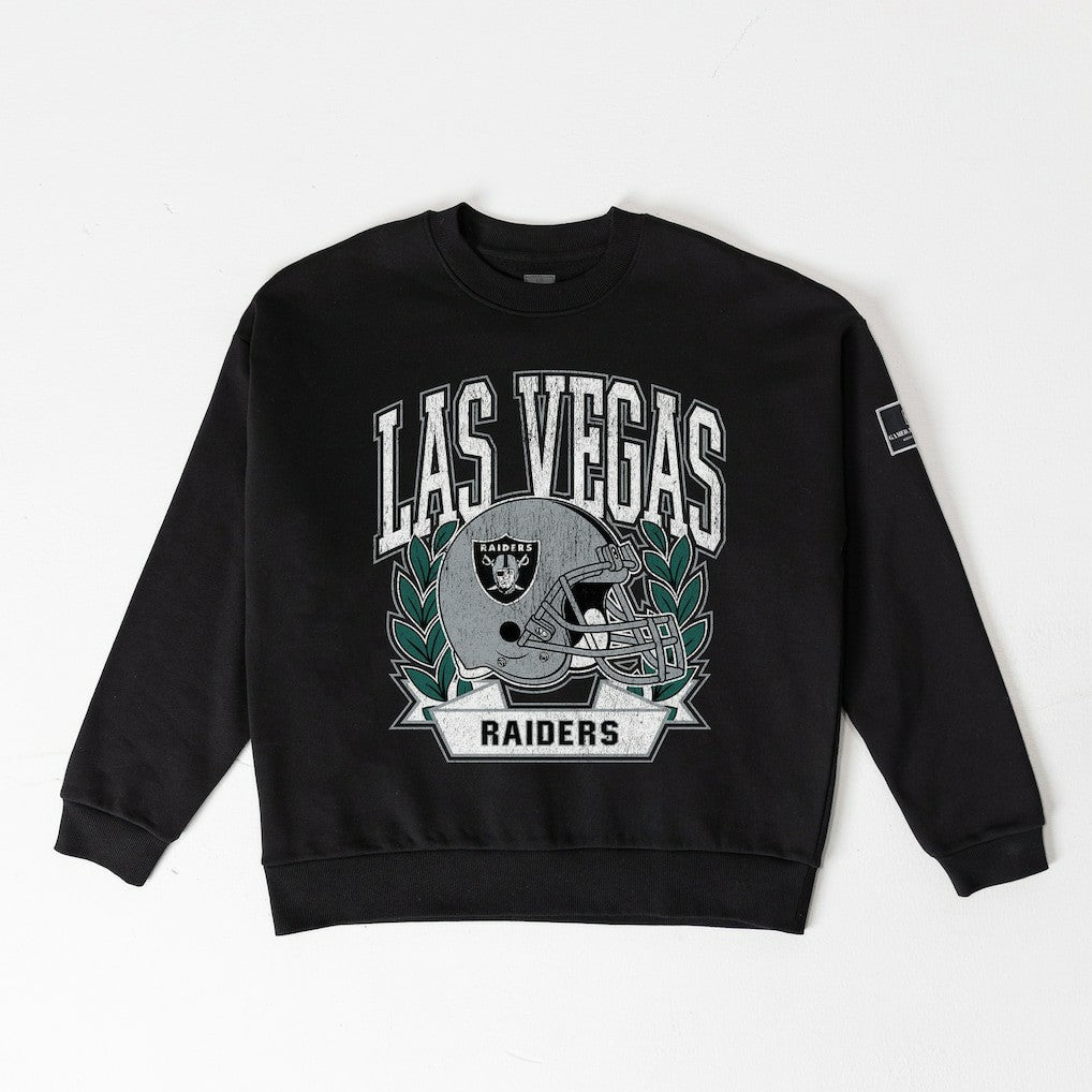 Las Vegas Raiders  Gameday Couture Women's Oversized Victory Lane Black Label Premium Fleece Sweatshirt