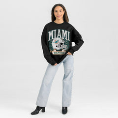 Miami Dolphins  Gameday Couture Women's Oversized Victory Lane Black Label Premium Fleece Sweatshirt