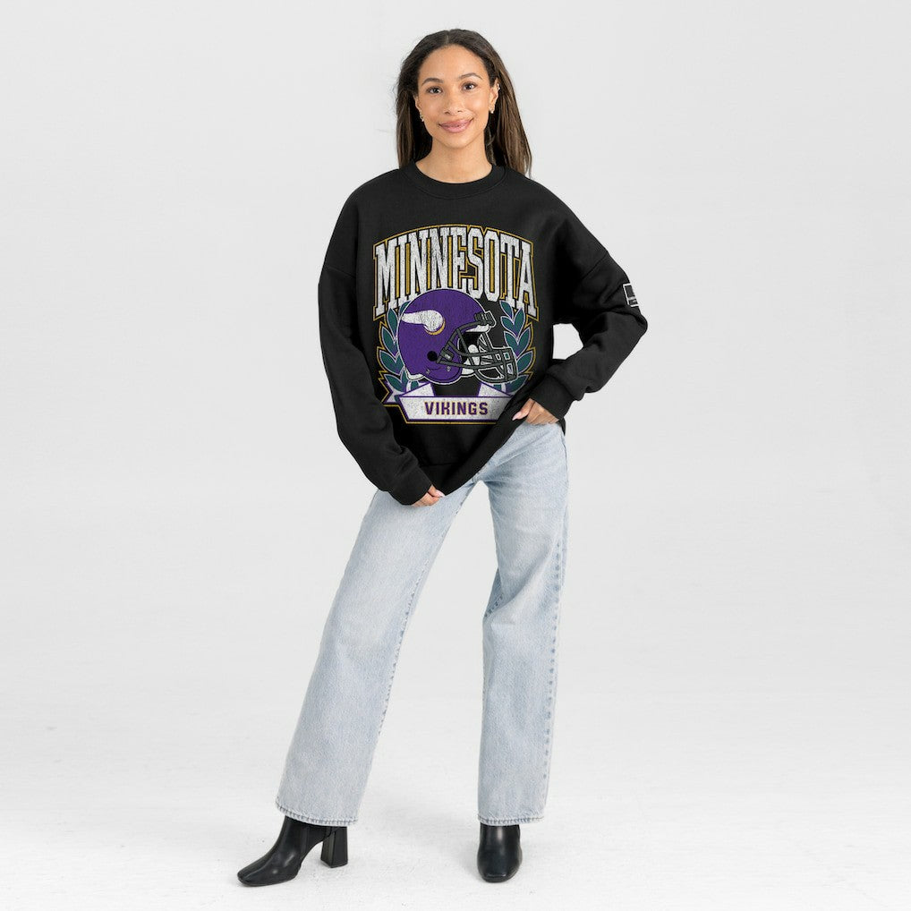 Minnesota Vikings  Gameday Couture Women's Oversized Victory Lane Black Label Premium Fleece Sweatshirt