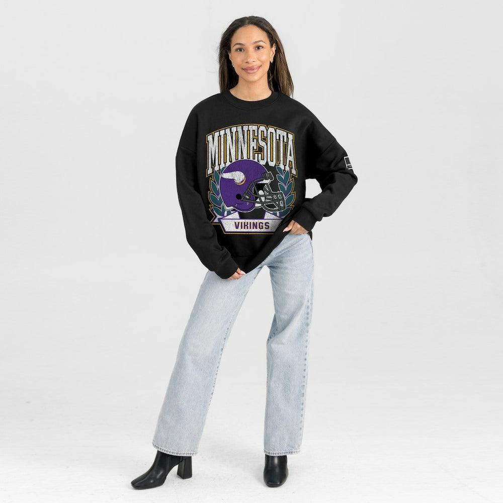 Minnesota Vikings  Gameday Couture Women's Oversized Victory Lane Black Label Premium Fleece Sweatshirt