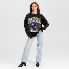 Minnesota Vikings  Gameday Couture Women's Oversized Victory Lane Black Label Premium Fleece Sweatshirt