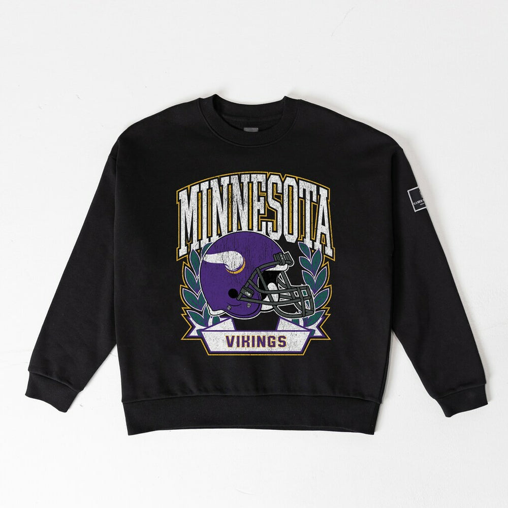 Minnesota Vikings  Gameday Couture Women's Oversized Victory Lane Black Label Premium Fleece Sweatshirt