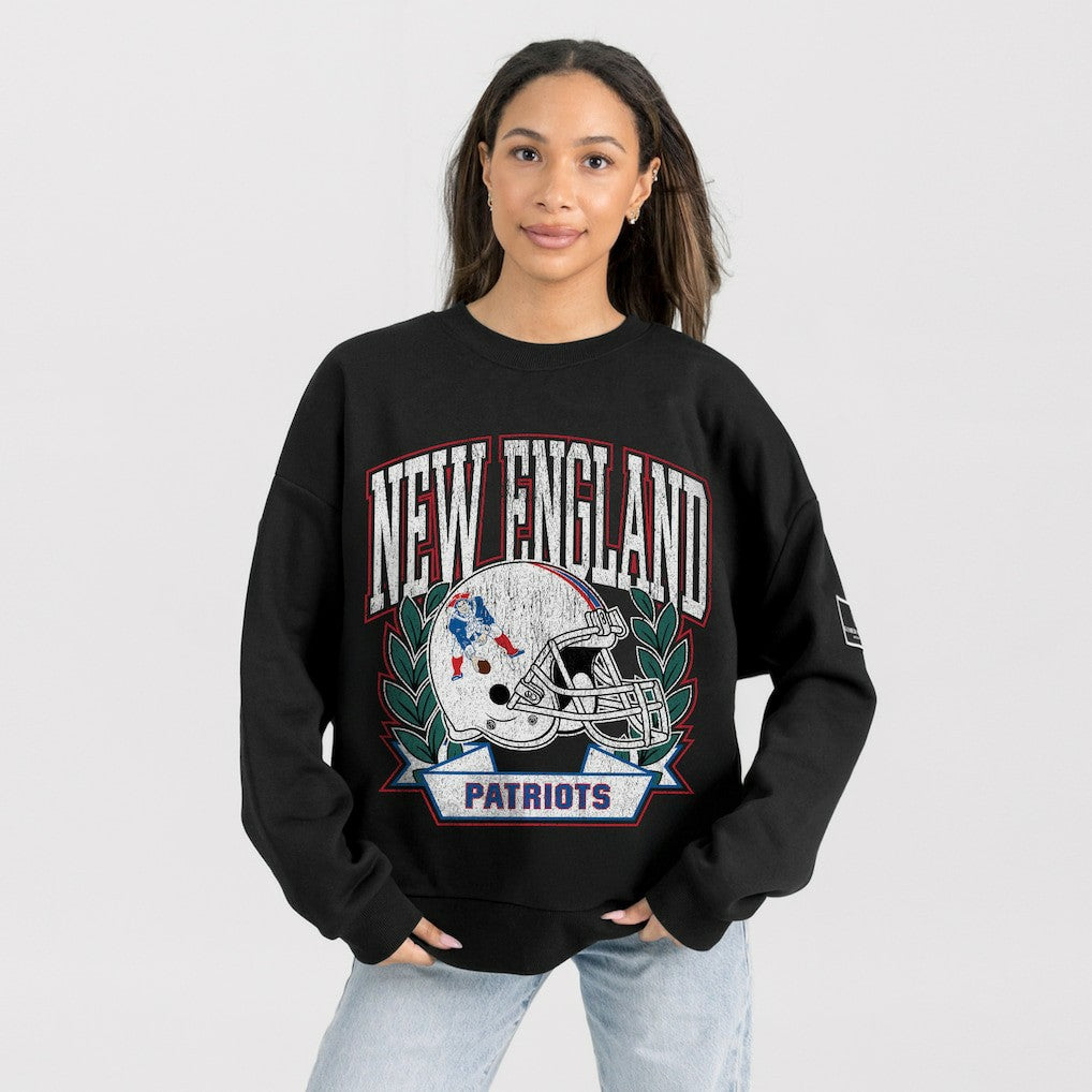 New England Patriots  Gameday Couture Women's Oversized Victory Lane Black Label Premium Fleece Sweatshirt