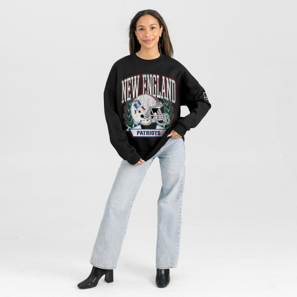 New England Patriots  Gameday Couture Women's Oversized Victory Lane Black Label Premium Fleece Sweatshirt