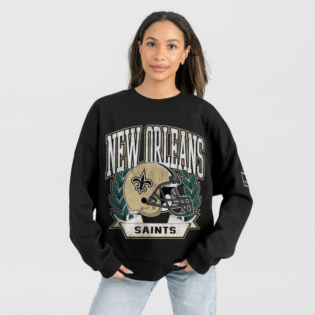 New Orleans Saints  Gameday Couture Women's Oversized Victory Lane Black Label Premium Fleece Sweatshirt