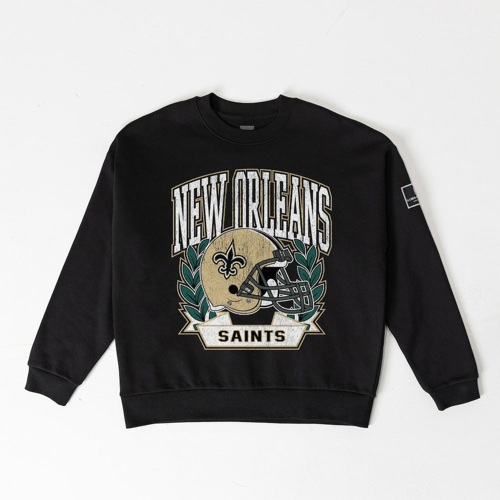 New Orleans Saints  Gameday Couture Women's Oversized Victory Lane Black Label Premium Fleece Sweatshirt