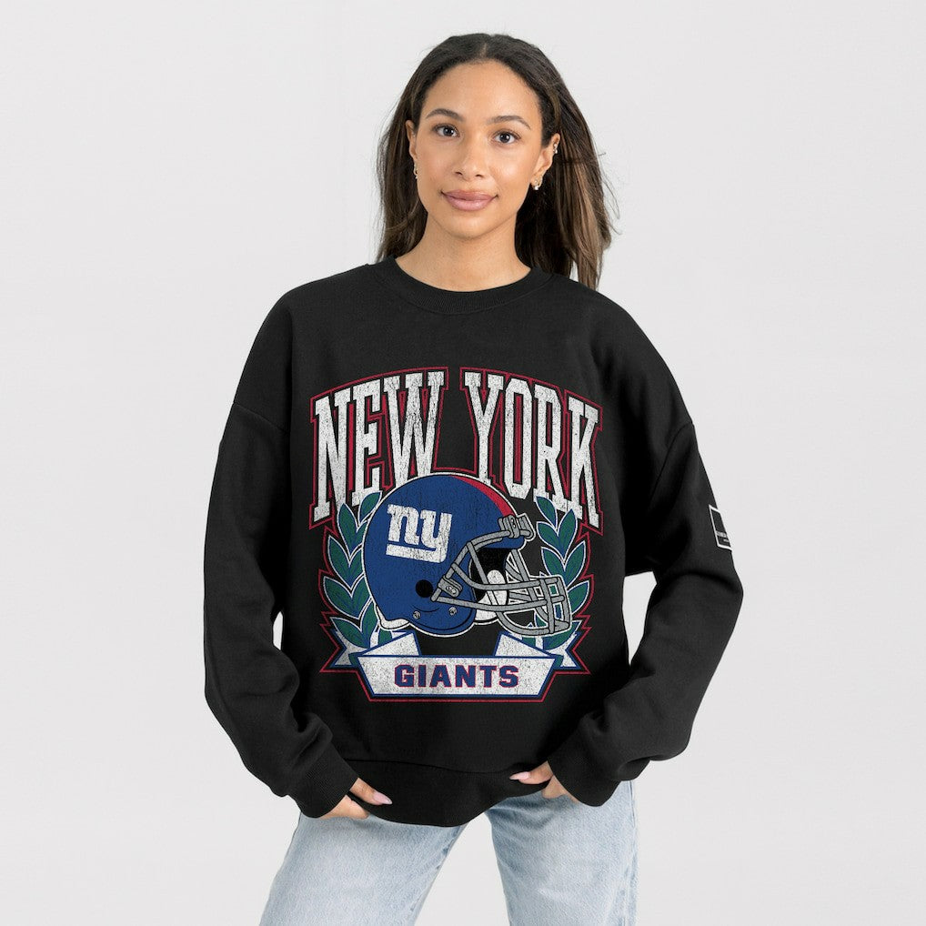 New York Giants  Gameday Couture Women's Oversized Victory Lane Black Label Premium Fleece Sweatshirt