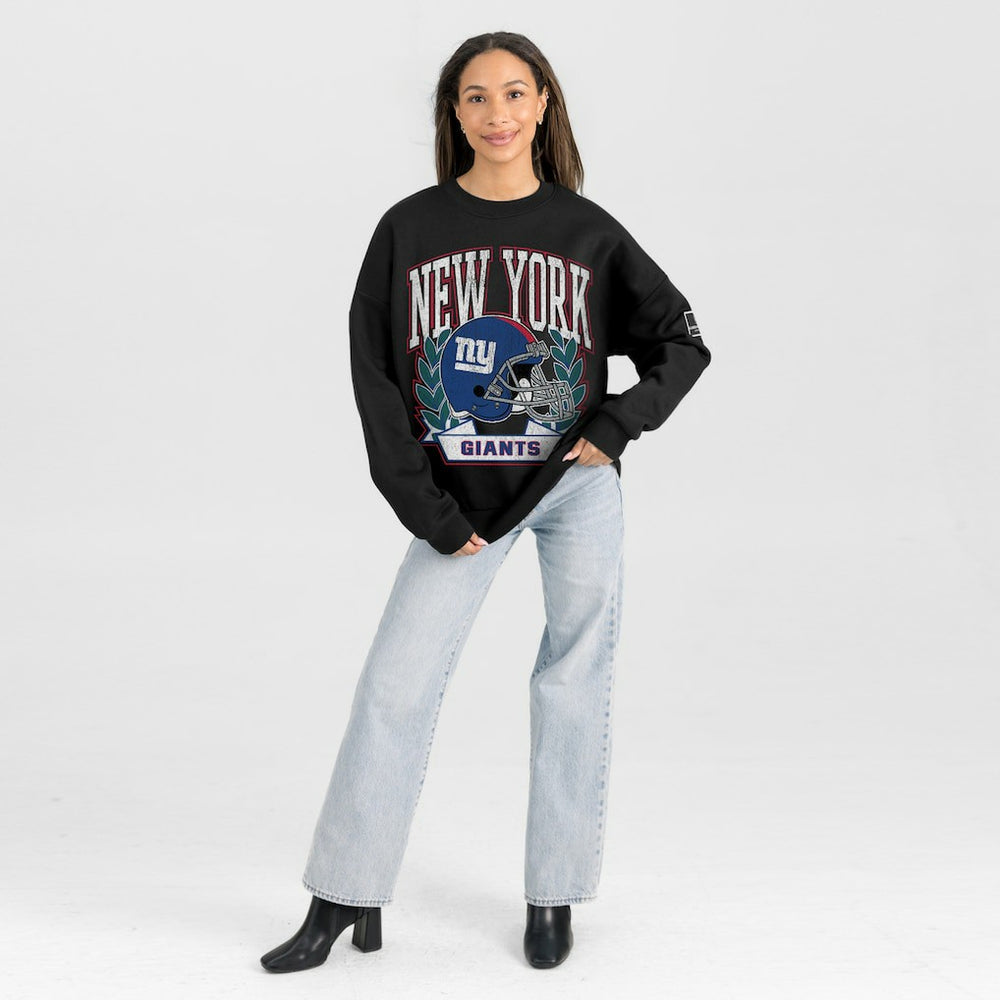 New York Giants  Gameday Couture Women's Oversized Victory Lane Black Label Premium Fleece Sweatshirt