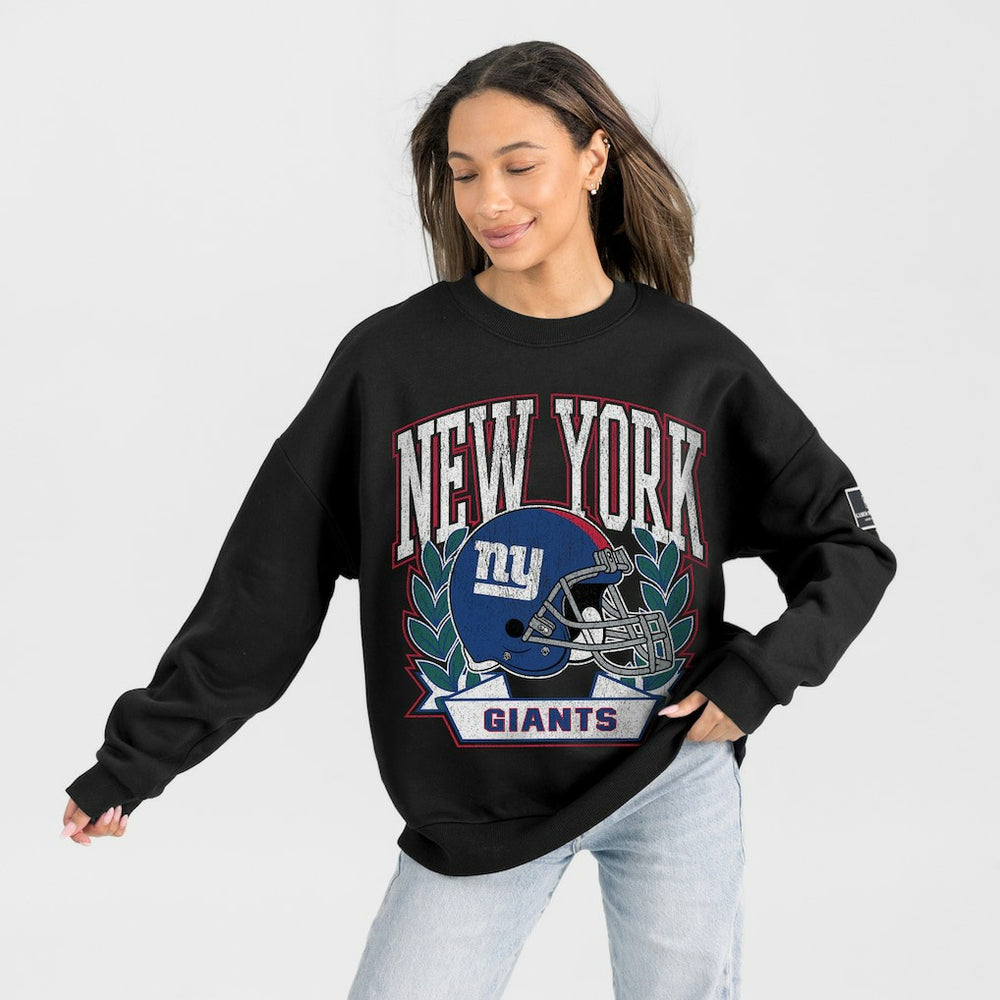 New York Giants  Gameday Couture Women's Oversized Victory Lane Black Label Premium Fleece Sweatshirt