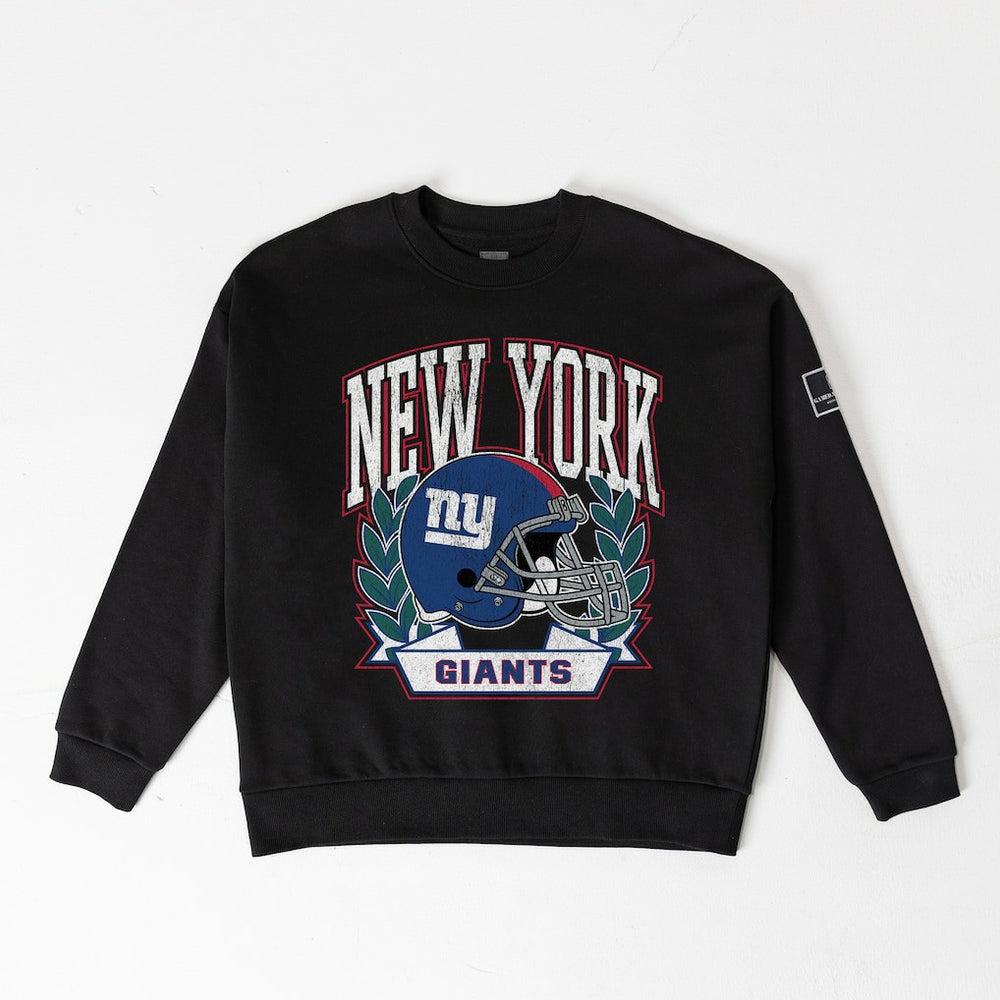 New York Giants  Gameday Couture Women's Oversized Victory Lane Black Label Premium Fleece Sweatshirt