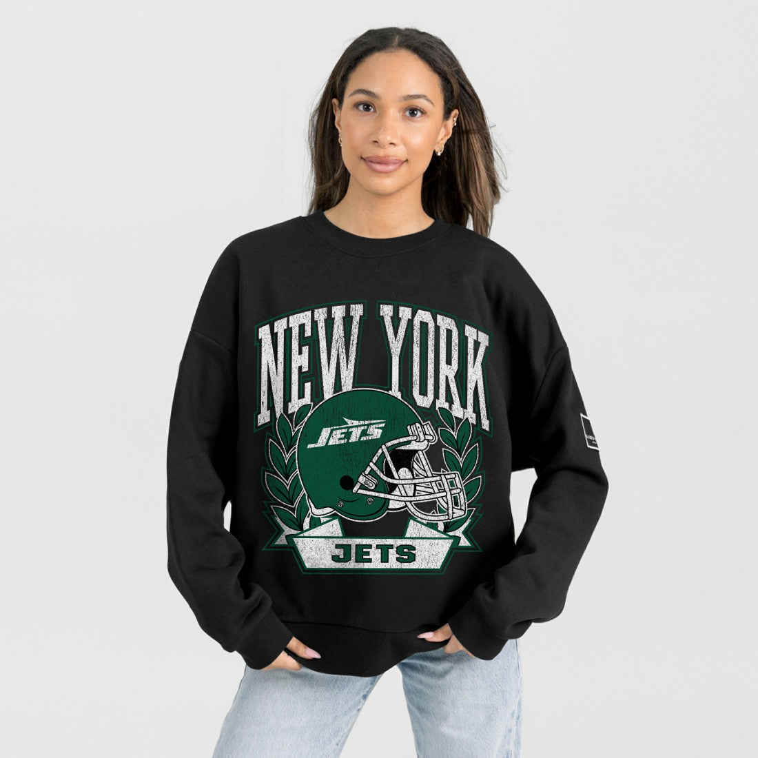 New York Jets  Gameday Couture Women's Oversized Victory Lane Black Label Premium Fleece Sweatshirt